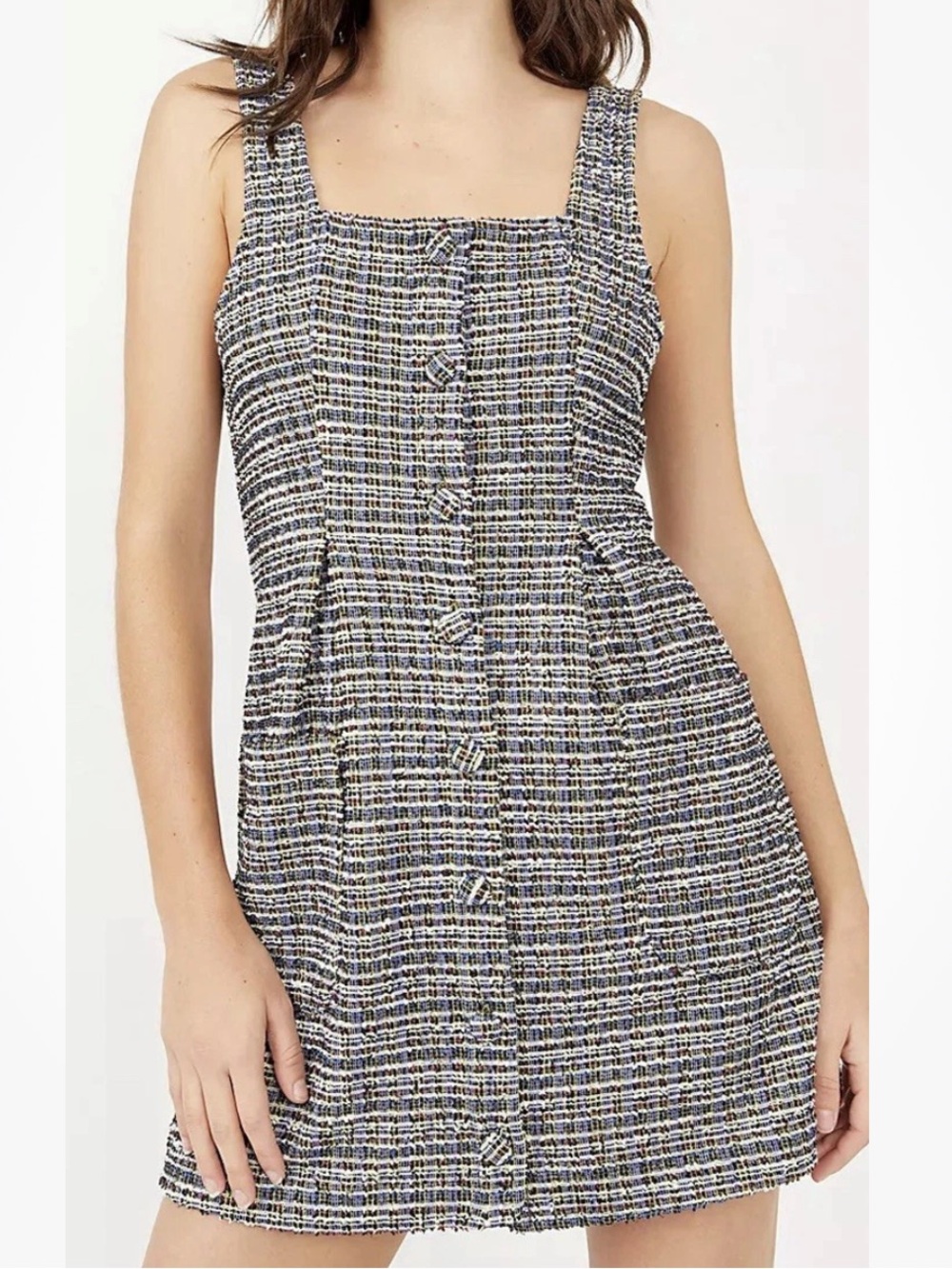 Free People Gorgeous Flattering Tweed Mini Midnight Dress NWT